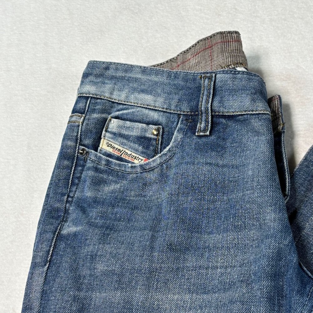 Diesel LIV Women Blue Straight Regular Jeans W29 L34 Wash 0071J Distressed Denim